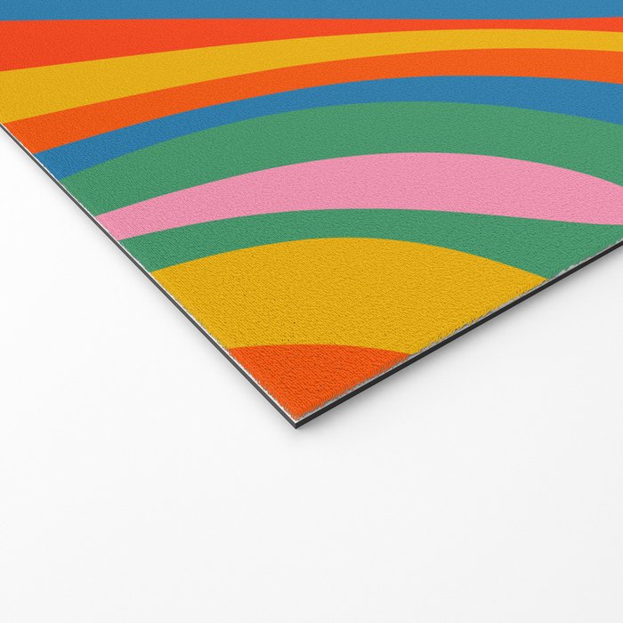 Wavy Loops Abstract Pattern in Retro Rainbow Colors Welcome Mat Gallery Image 2