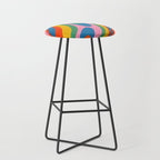 Wavy Loops Abstract Pattern in Retro Rainbow Colors Stool Gallery Image 1