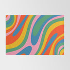 Wavy Loops Abstract Pattern in Retro Rainbow Colors Rug Gallery Image 2