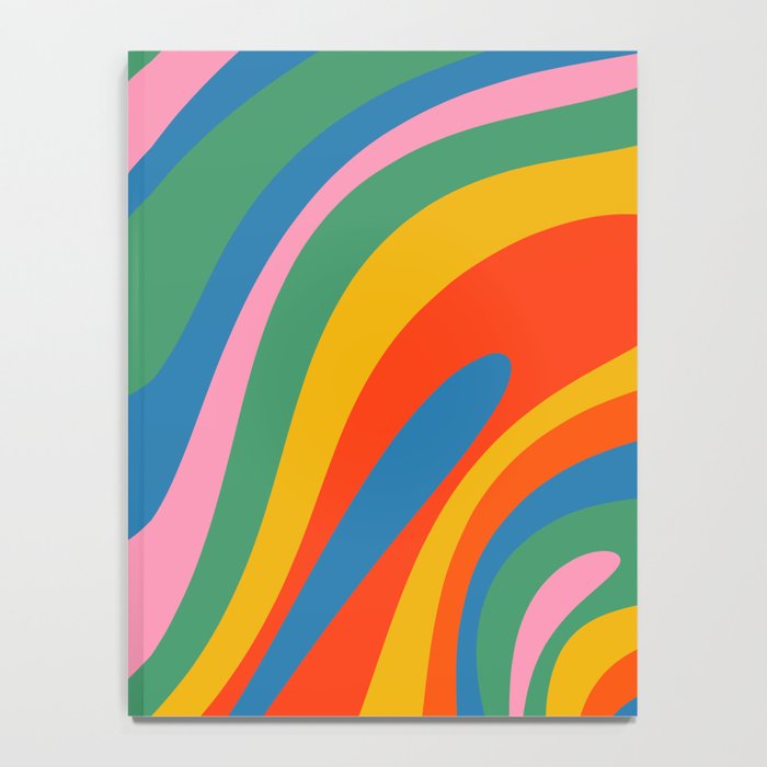 Wavy Loops Abstract Pattern in Retro Rainbow Colors Notebook Gallery Image 4