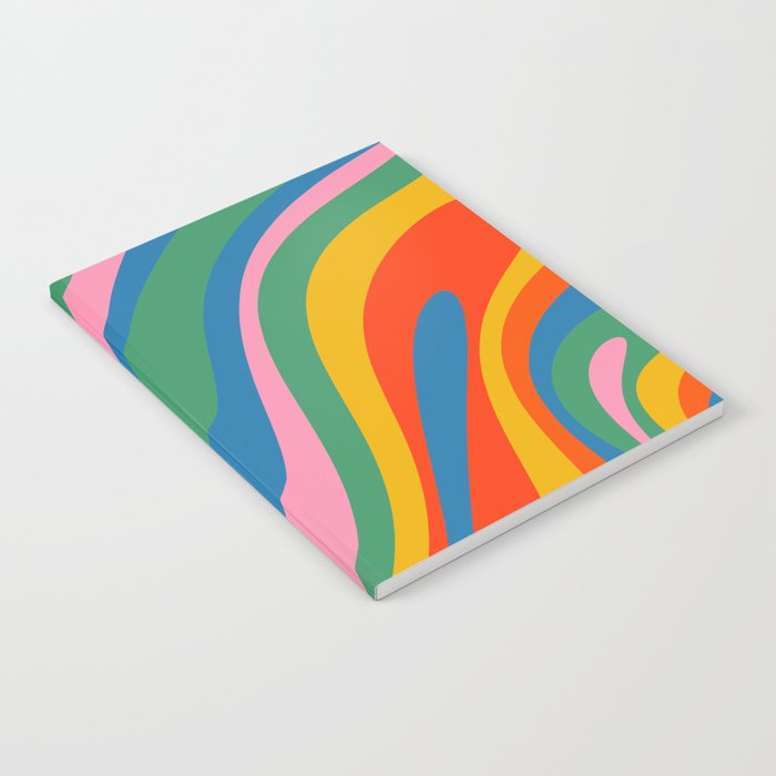 Wavy Loops Abstract Pattern in Retro Rainbow Colors Notebook Gallery Image 2