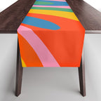 Wavy Loops Abstract Pattern in Retro Rainbow Colors Table Runner Gallery Image 1