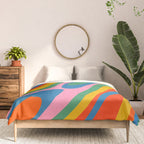 Wavy Loops Abstract Pattern in Retro Rainbow Colors Comforter Gallery Image 3