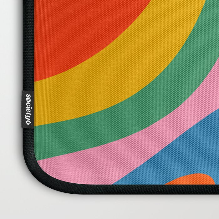Wavy Loops Abstract Pattern in Retro Rainbow Colors Laptop Sleeve Gallery Image 3