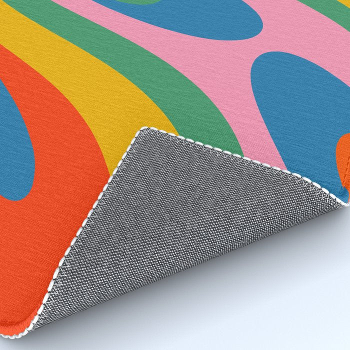 Wavy Loops Abstract Pattern in Retro Rainbow Colors Rug Gallery Image 4