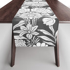 Vintage bohemian black white roses country floral Table Runner Gallery Image 1