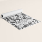 Vintage bohemian black white roses country floral Yoga Mat Gallery Image 2