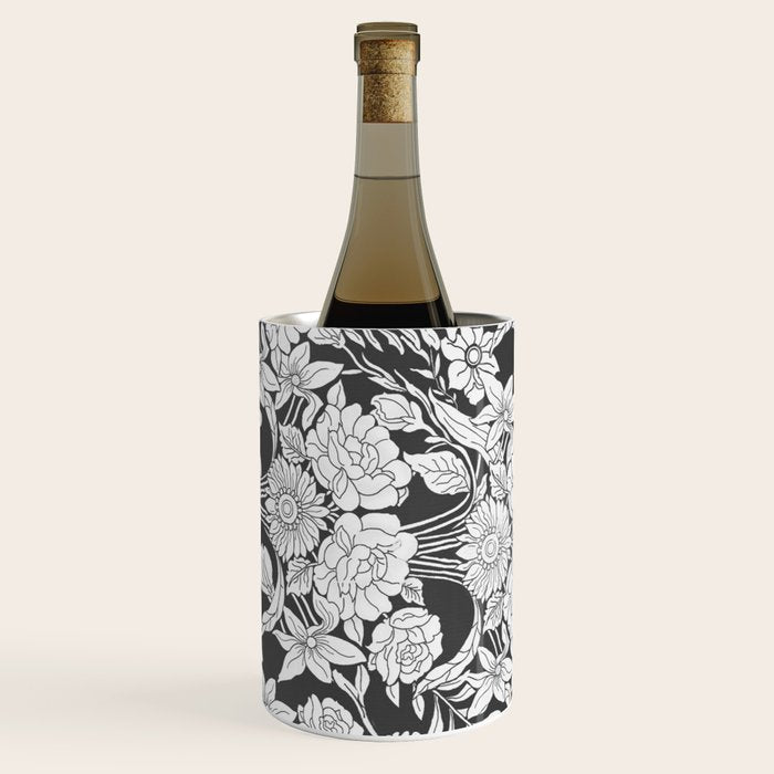 Vintage bohemian black white roses country floral Wine Chiller Gallery Image 2