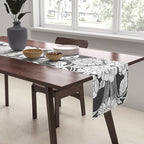 Vintage bohemian black white roses country floral Table Runner Gallery Image 2