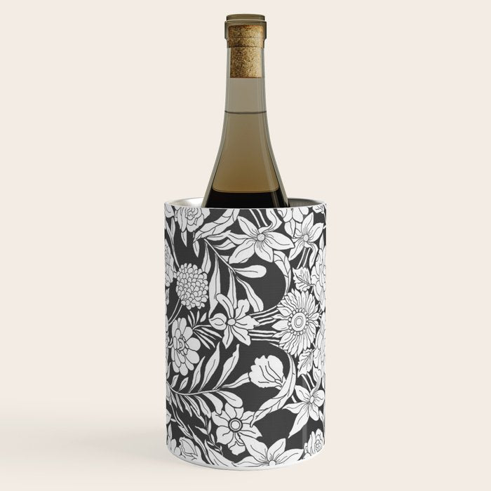 Vintage bohemian black white roses country floral Wine Chiller Gallery Image 3