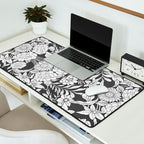 Vintage bohemian black white roses country floral Desk Mat Gallery Image 2