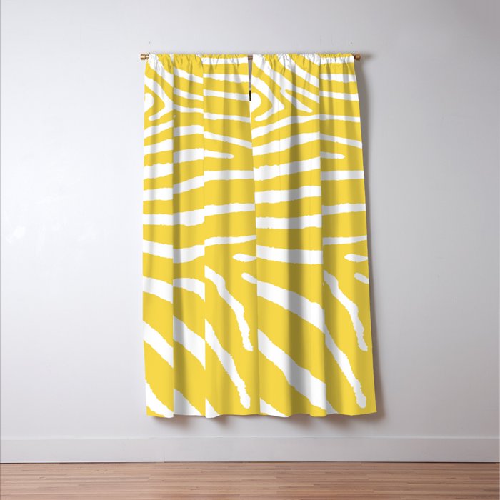Zebra Wild Animal Print 240 Yellow Window Curtain Gallery Image 3