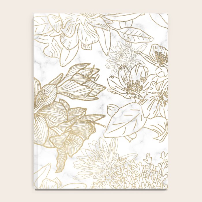 Elegant modern white faux gold marble floral Notebook Gallery Image 4