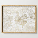 Elegant modern white faux gold marble floral Serving Tray Gallery Image 1