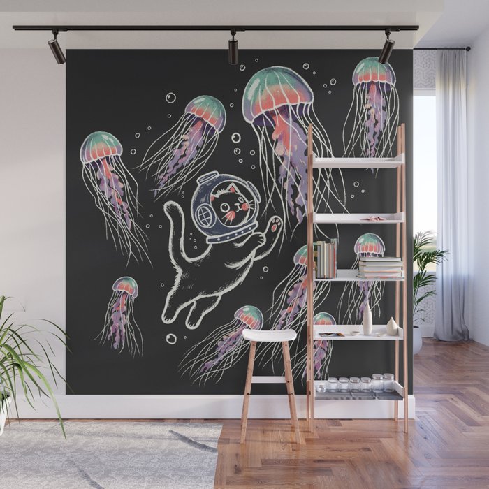 Jellyfish diver Wall Mural Gallery Image 1