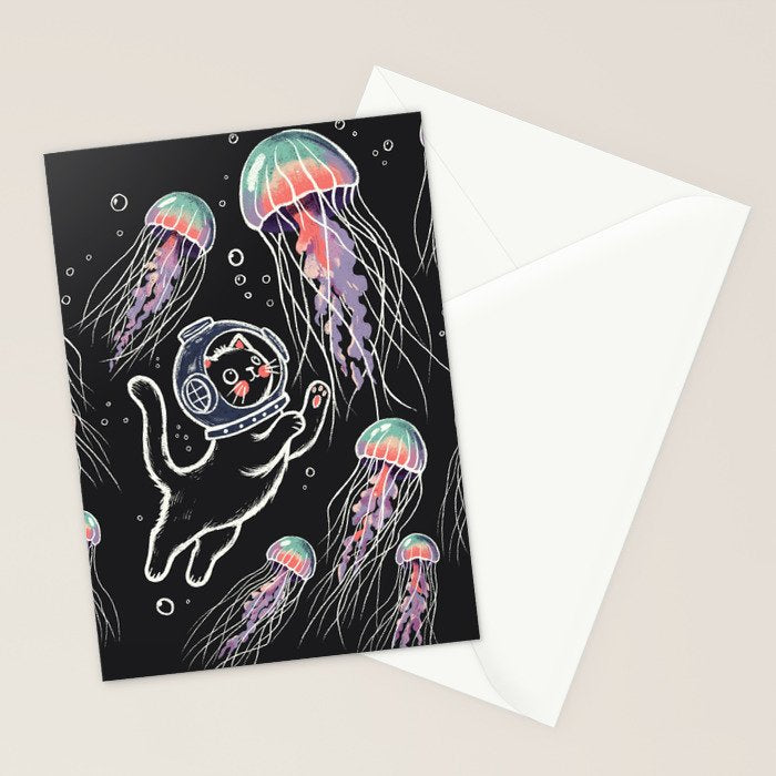 Jellyfish diver Stationery Card Gallery Image 2