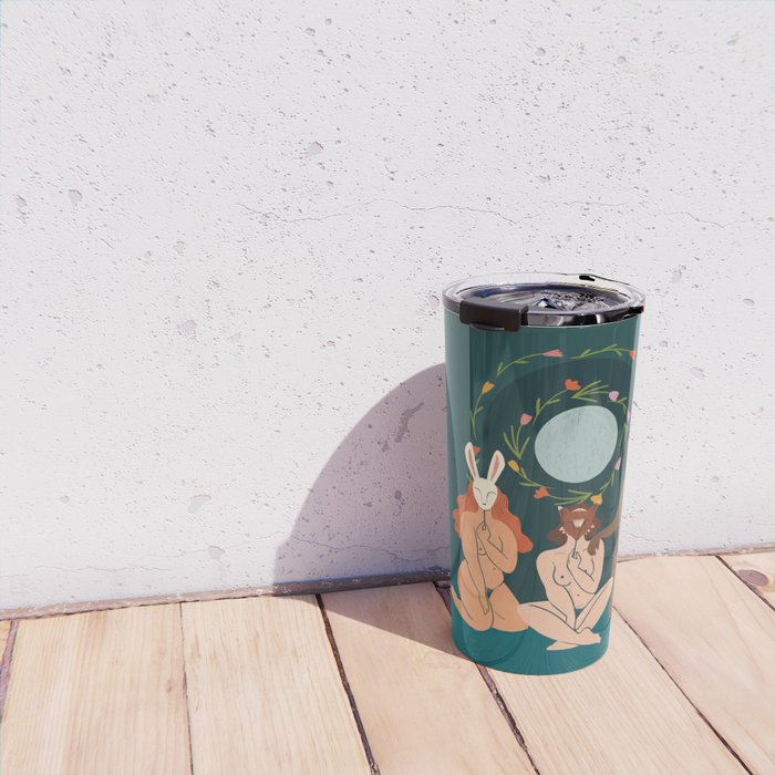 Spring Ritual // Women with animal masks Travel Mug Gallery Image 4
