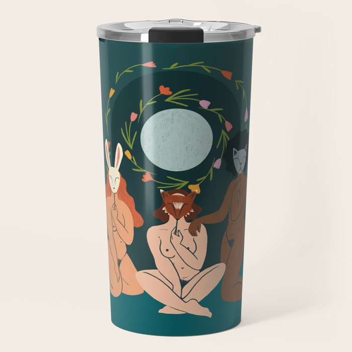 Spring Ritual // Women with animal masks Travel Mug Gallery Image 1