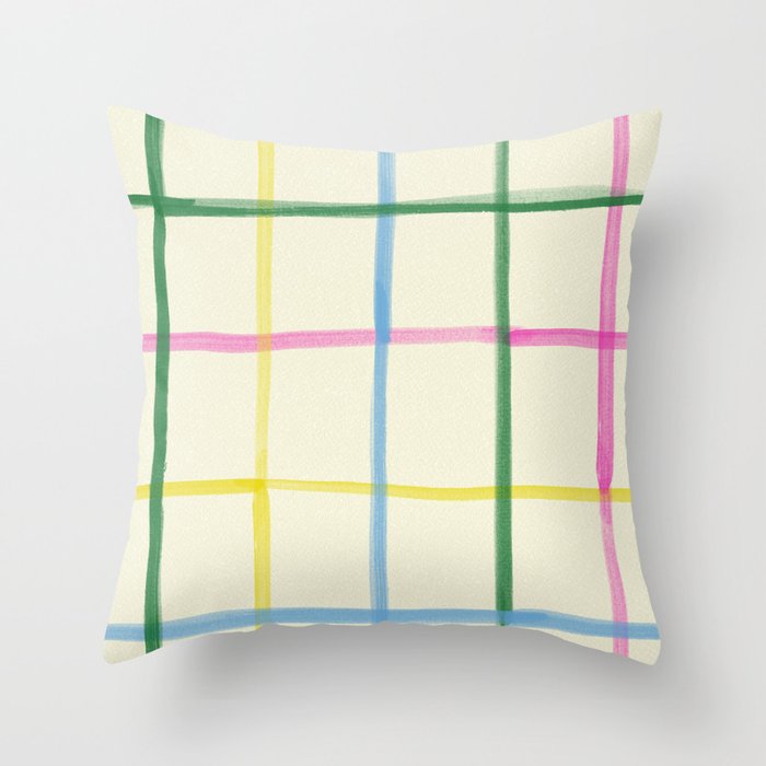 Abstract Tennis Net Pattern in Cream Throw Pillow Gallery Image 1