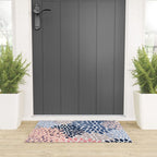 Floral Blooms, Pink, Blue, Gray Welcome Mat Gallery Image 3