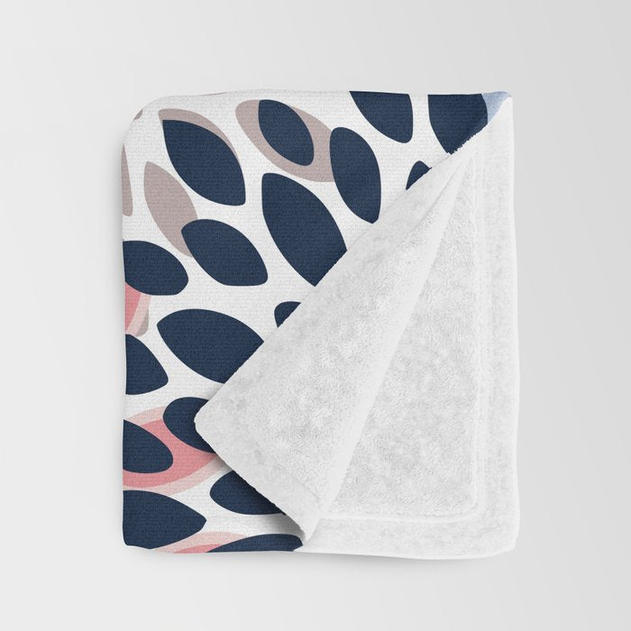 Floral Blooms, Pink, Blue, Gray Throw Blanket Gallery Image 3