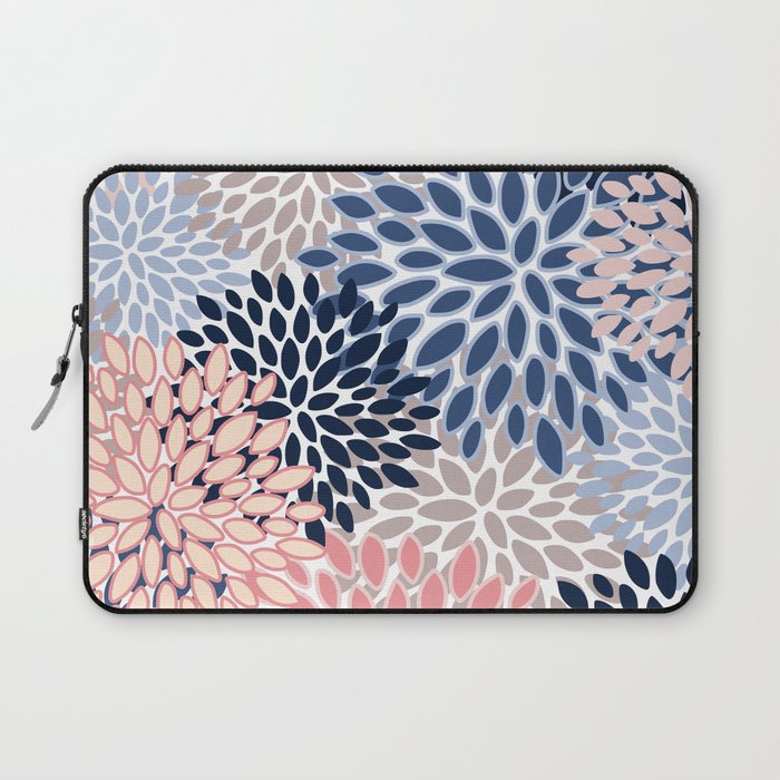 Floral Blooms, Pink, Blue, Gray Laptop Sleeve Gallery Image 1