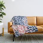 Floral Blooms, Pink, Blue, Gray Throw Blanket Gallery Image 1