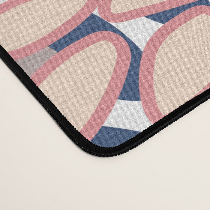 Floral Blooms, Pink, Blue, Gray Desk Mat Gallery Image 4