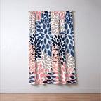 Floral Blooms, Pink, Blue, Gray Window Curtain Gallery Image 3