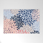 Floral Blooms, Pink, Blue, Gray Welcome Mat Gallery Image 1