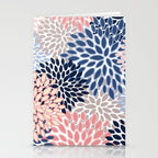 Floral Blooms, Pink, Blue, Gray Stationery Card Gallery Image 2