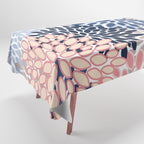 Floral Blooms, Pink, Blue, Gray Tablecloth Gallery Image 1