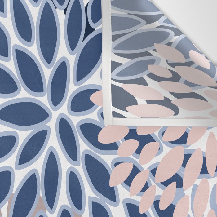 Floral Blooms, Pink, Blue, Gray Wall Tapestry Gallery Image 3