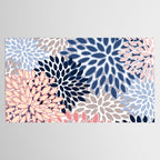 Floral Blooms, Pink, Blue, Gray Tablecloth Gallery Image 2
