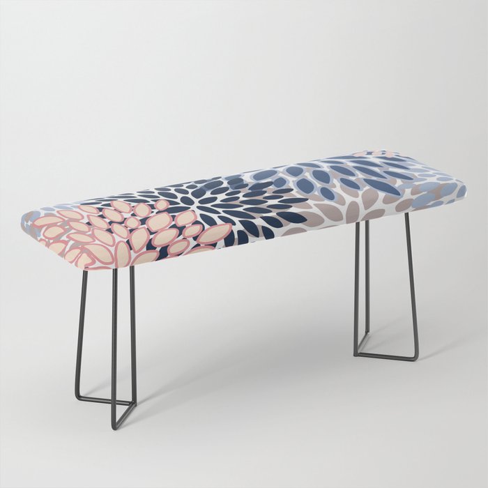 Floral Blooms, Pink, Blue, Gray Bench Gallery Image 1