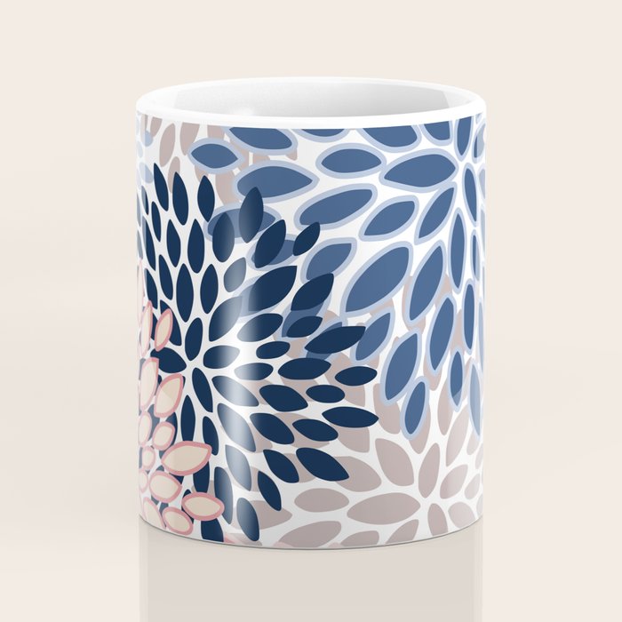 Floral Blooms, Pink, Blue, Gray Coffee Mug Gallery Image 4
