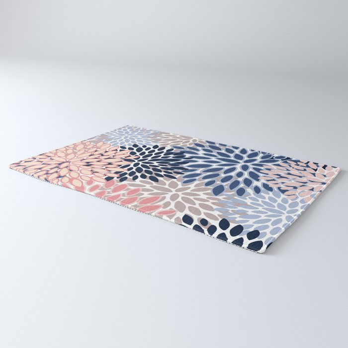 Floral Blooms, Pink, Blue, Gray Rug Gallery Image 3