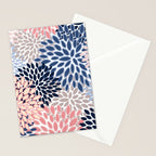 Floral Blooms, Pink, Blue, Gray Stationery Card Gallery Image 2