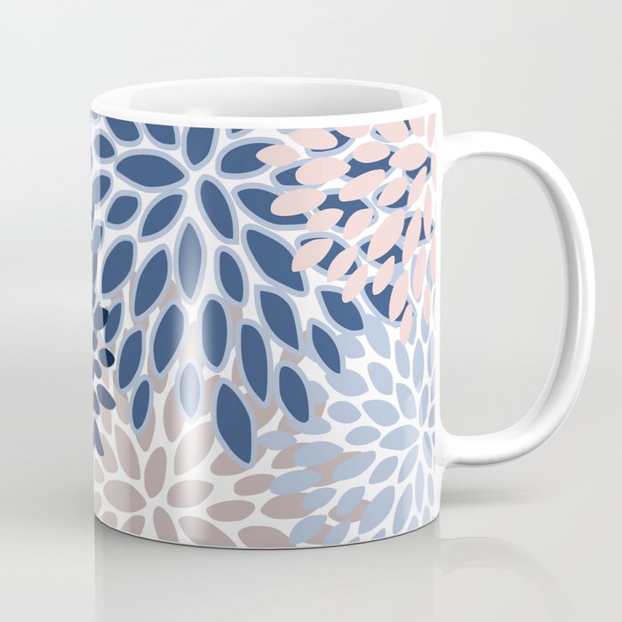 Floral Blooms, Pink, Blue, Gray Coffee Mug Gallery Image 1
