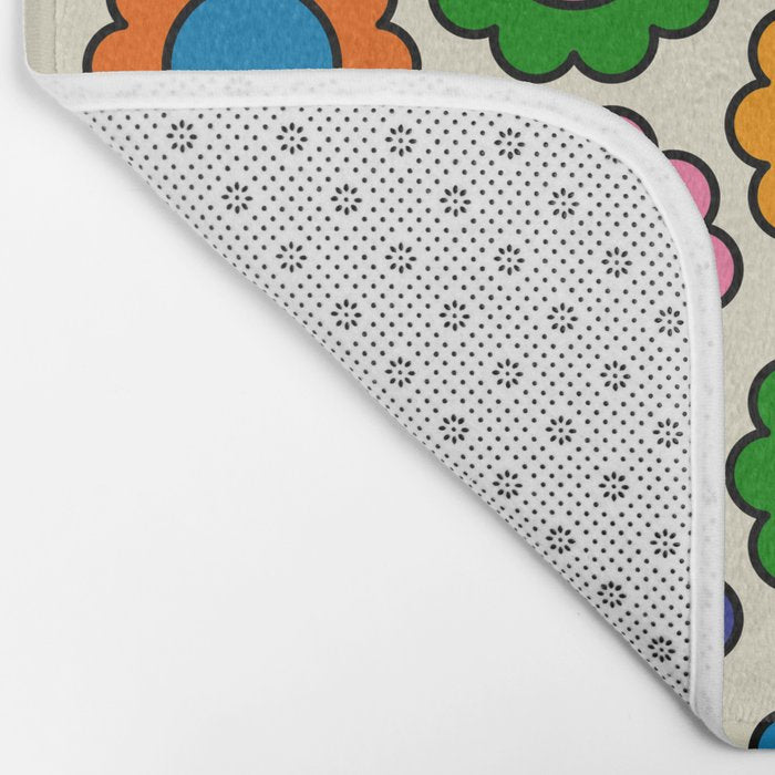 Colorful Flowers Happy Retro Pattern Bath Mat Gallery Image 2