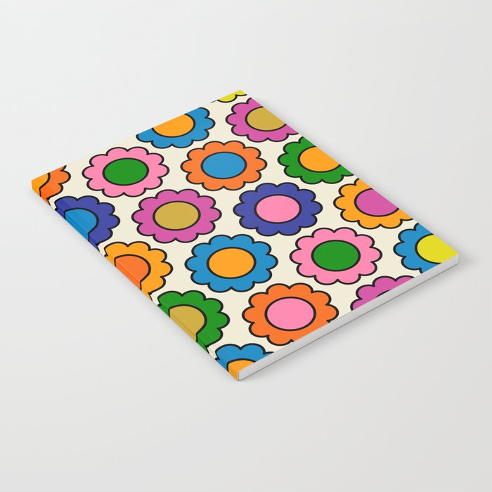 Colorful Flowers Happy Retro Pattern Notebook Gallery Image 2