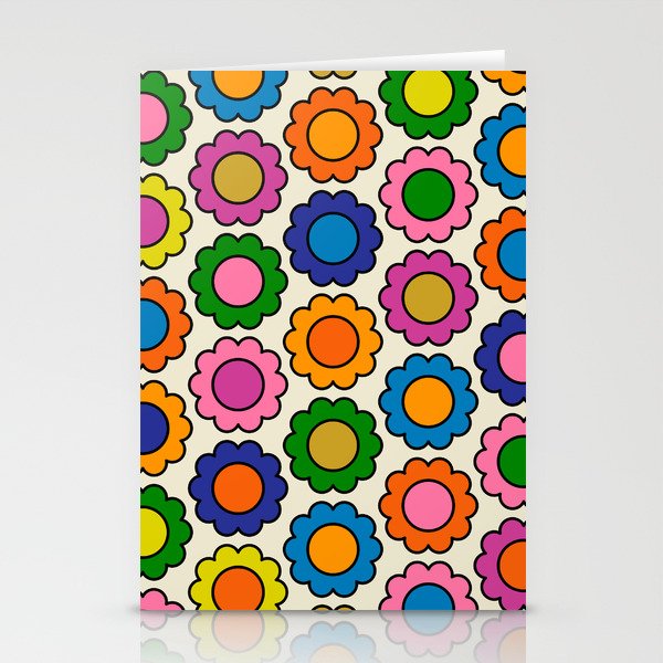 Colorful Flowers Happy Retro Pattern Stationery Card Gallery Image 2