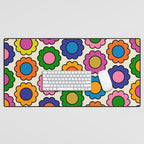 Colorful Flowers Happy Retro Pattern Desk Mat Gallery Image 1