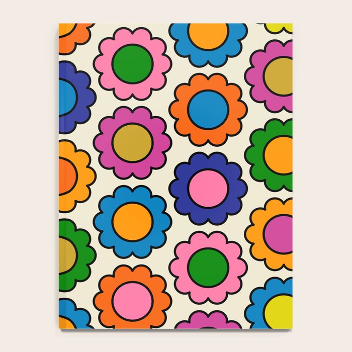 Colorful Flowers Happy Retro Pattern Notebook Gallery Image 4