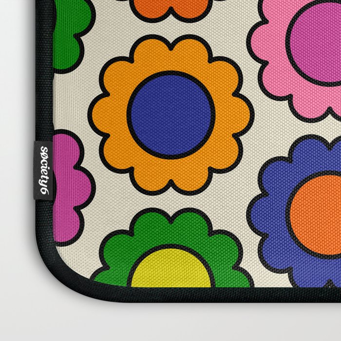 Colorful Flowers Happy Retro Pattern Laptop Sleeve Gallery Image 3