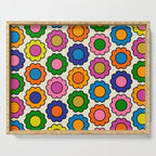 Colorful Flowers Happy Retro Pattern Serving Tray Gallery Image 1