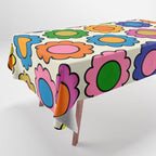 Colorful Flowers Happy Retro Pattern Tablecloth Gallery Image 1