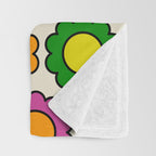 Colorful Flowers Happy Retro Pattern Throw Blanket Gallery Image 3
