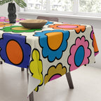 Colorful Flowers Happy Retro Pattern Tablecloth Gallery Image 3
