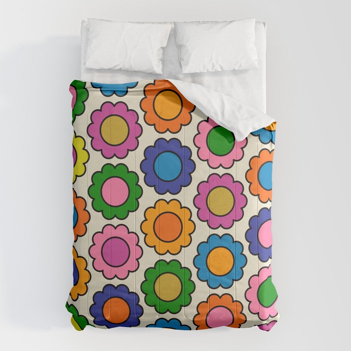 Colorful Flowers Happy Retro Pattern Comforter Gallery Image 6
